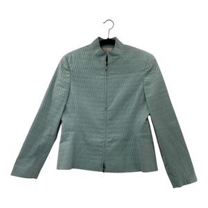 Zanella Women's Textured Mock Neck Zip Up Blazer Jacket Made in Italy Size 6